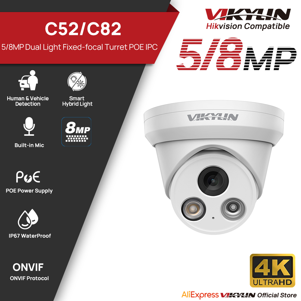 Outdoor Lighting Mains Powered - Cámara IP VIKYLIN 5/8MP 4K con