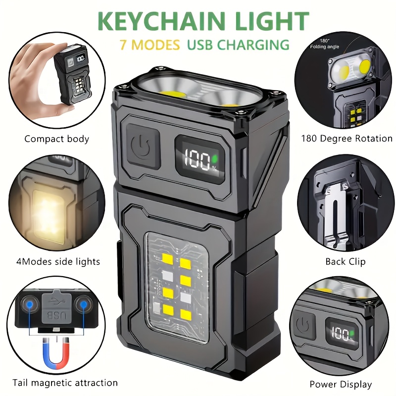 Outdoor Lighting Beacon - Mini linterna de bolsillo LED recargable,