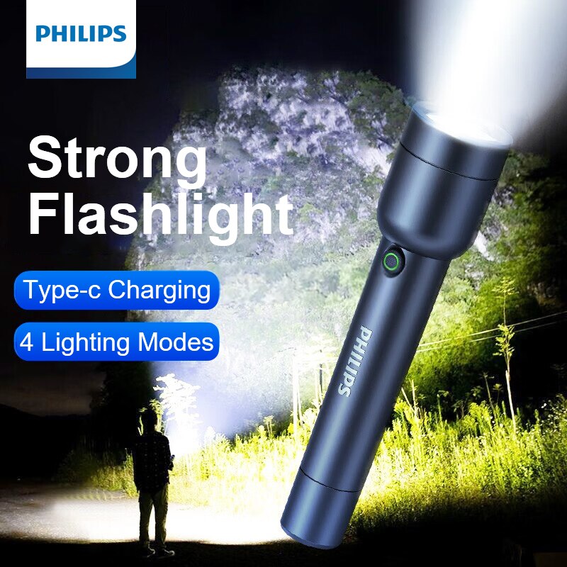 Outdoor Lighting Philips - Philips-linterna LED con batería recargable USB