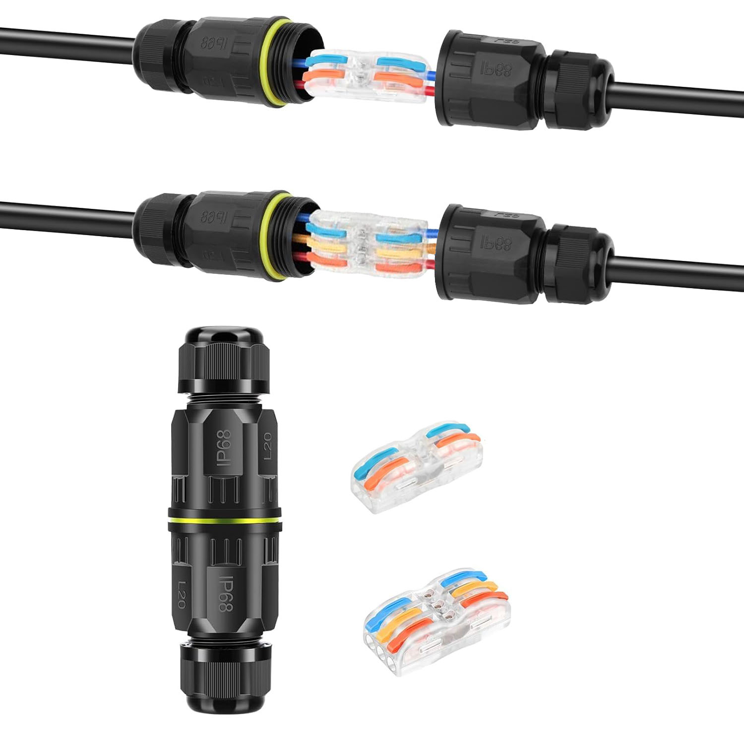 Outdoor Lighting Connectors - Conector de cable impermeable IP68, conexión