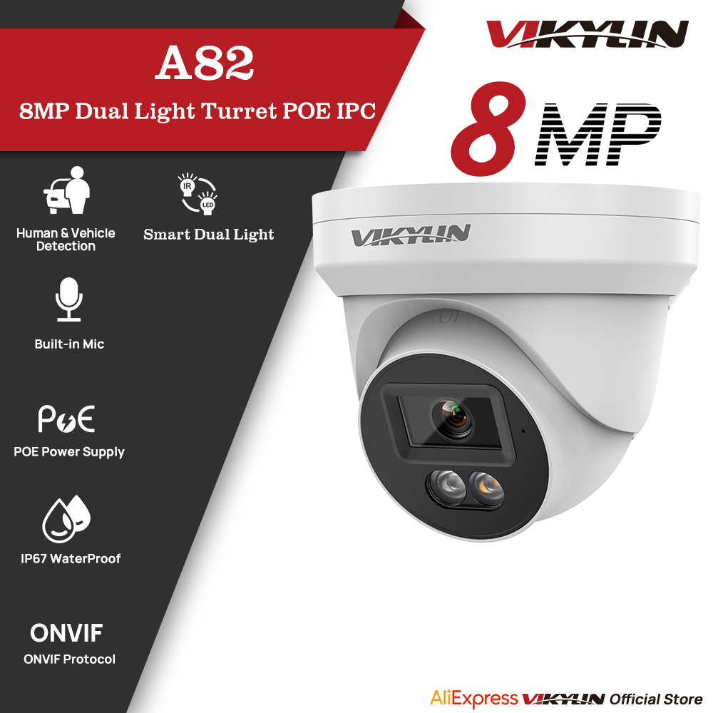 Outdoor Lighting Mains Powered - Cámara de Seguridad IP VIKYLIN 8MP