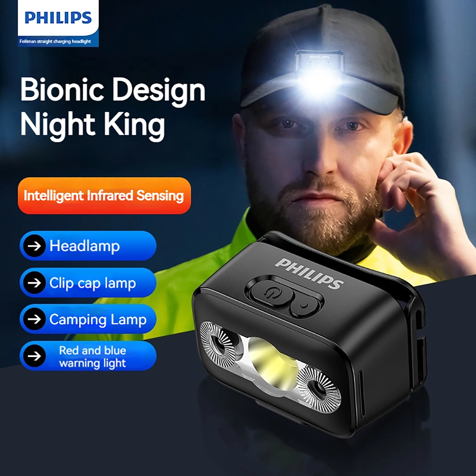 Outdoor Lighting Philips - PHILIPS-linterna frontal LED con Sensor, faro