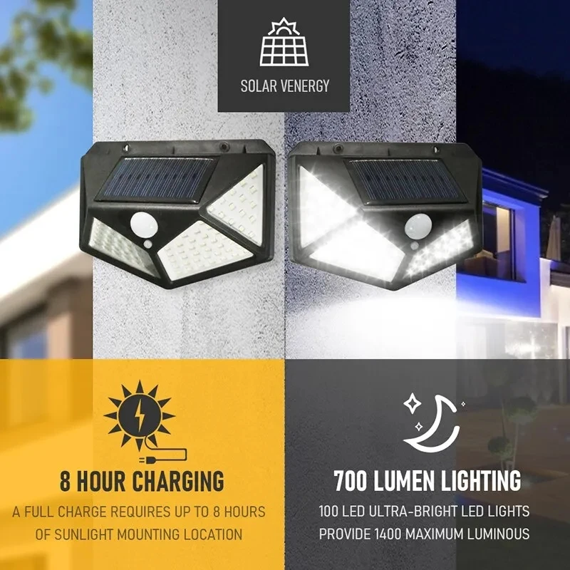 Bollard Light Garden - Lámpara Solar multifuncional de 100Led, decoración