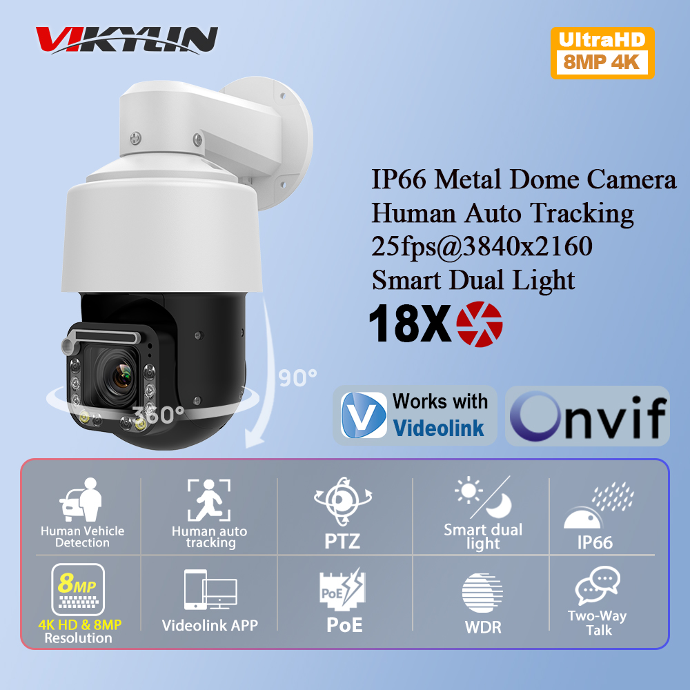 Outdoor Lighting Mains Powered - Cámara IP PTZ Vikylin 4K 8MP