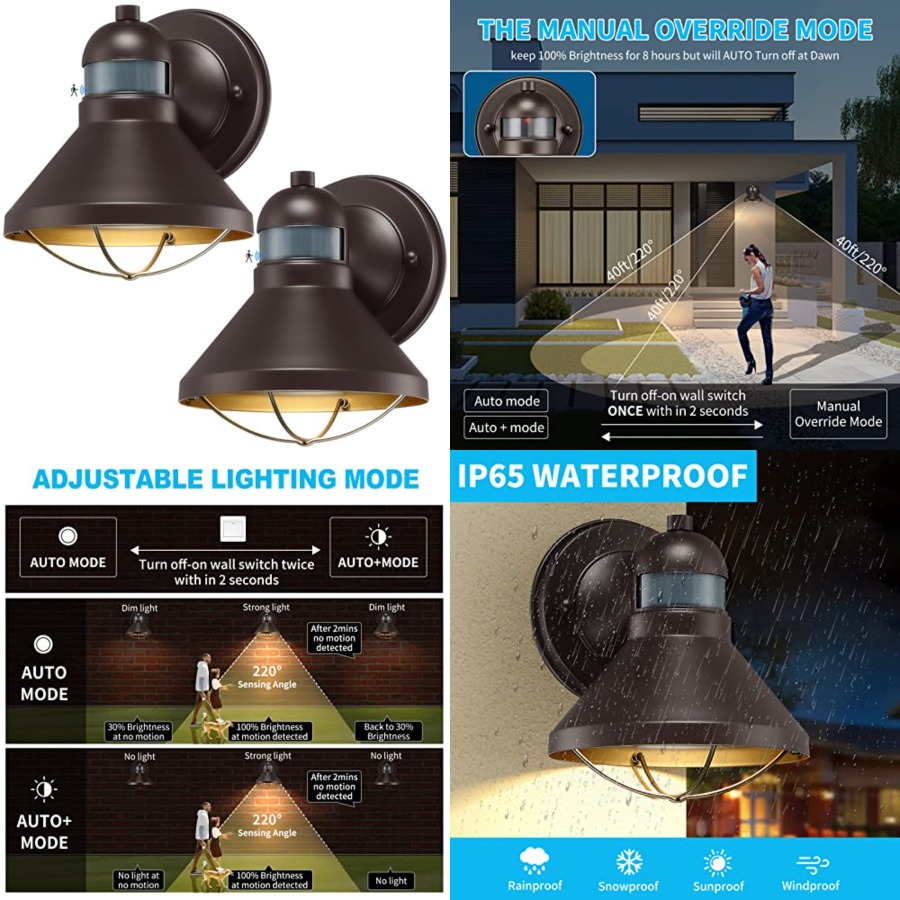 Paquete de 2 Lámparas de Pared - Motion Sensor Outdoor reseña y precio