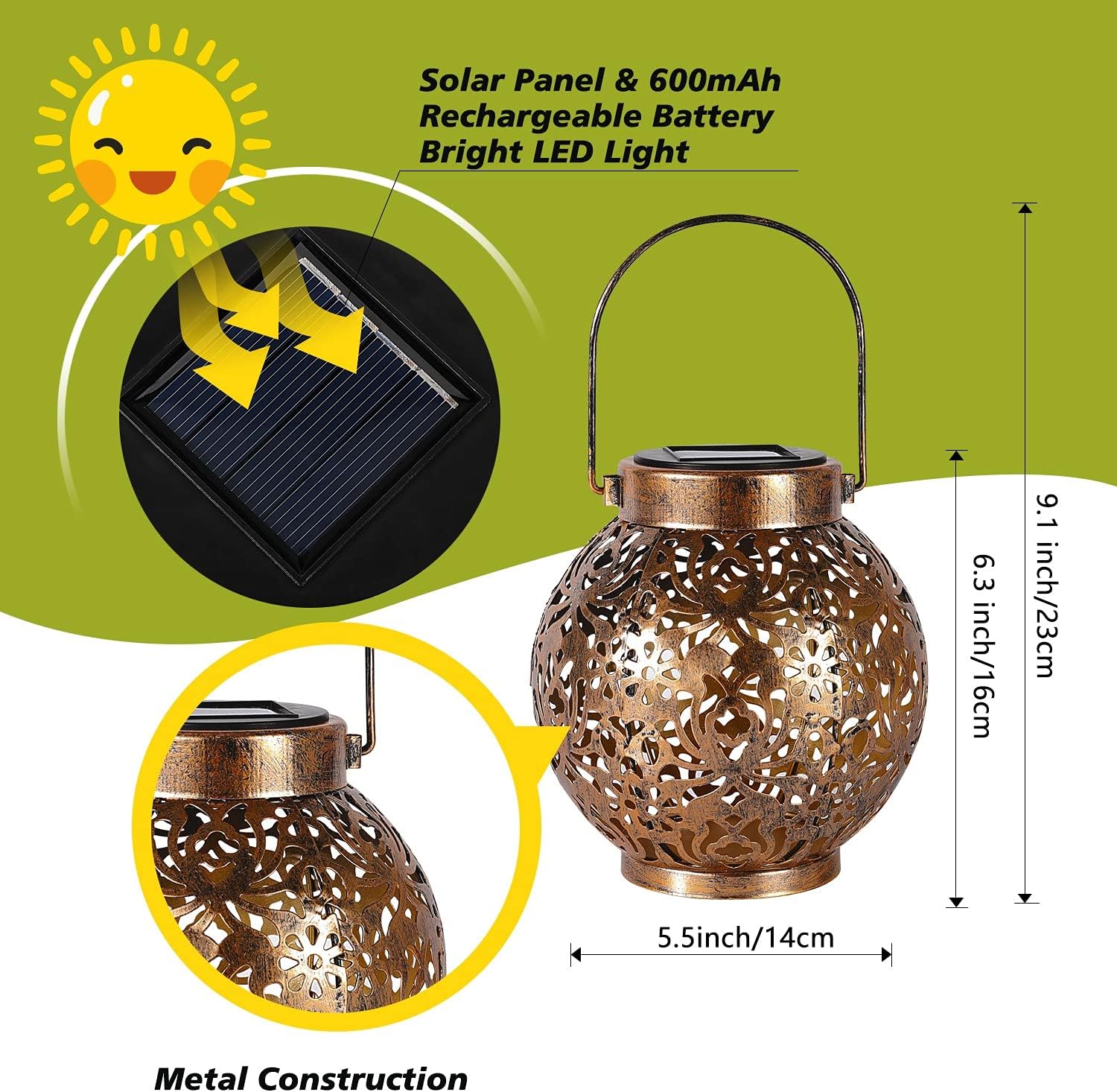 1-6 Lámparas Solares Marroquíe - Bollard Light Garden reseña y precio
