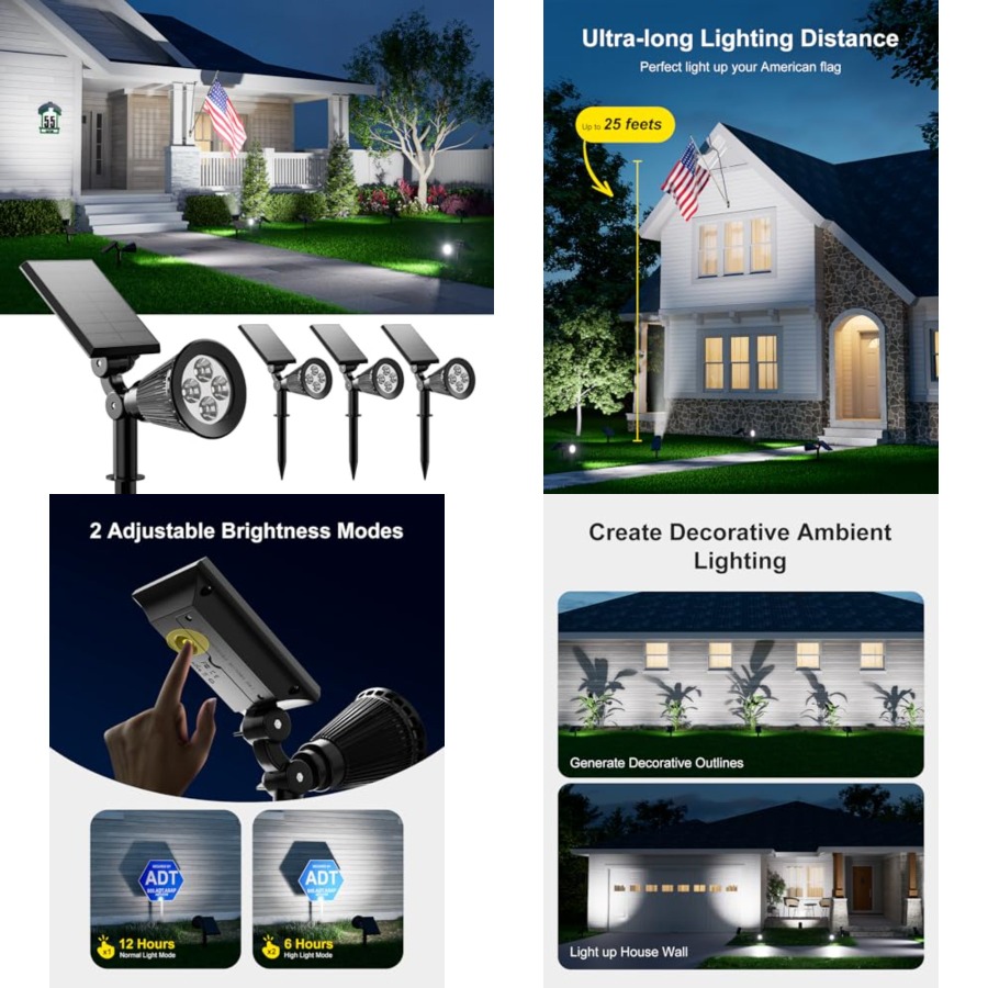 Focos Solares para Exteriores, - Outdoor Lighting Spotlight reseña y precio