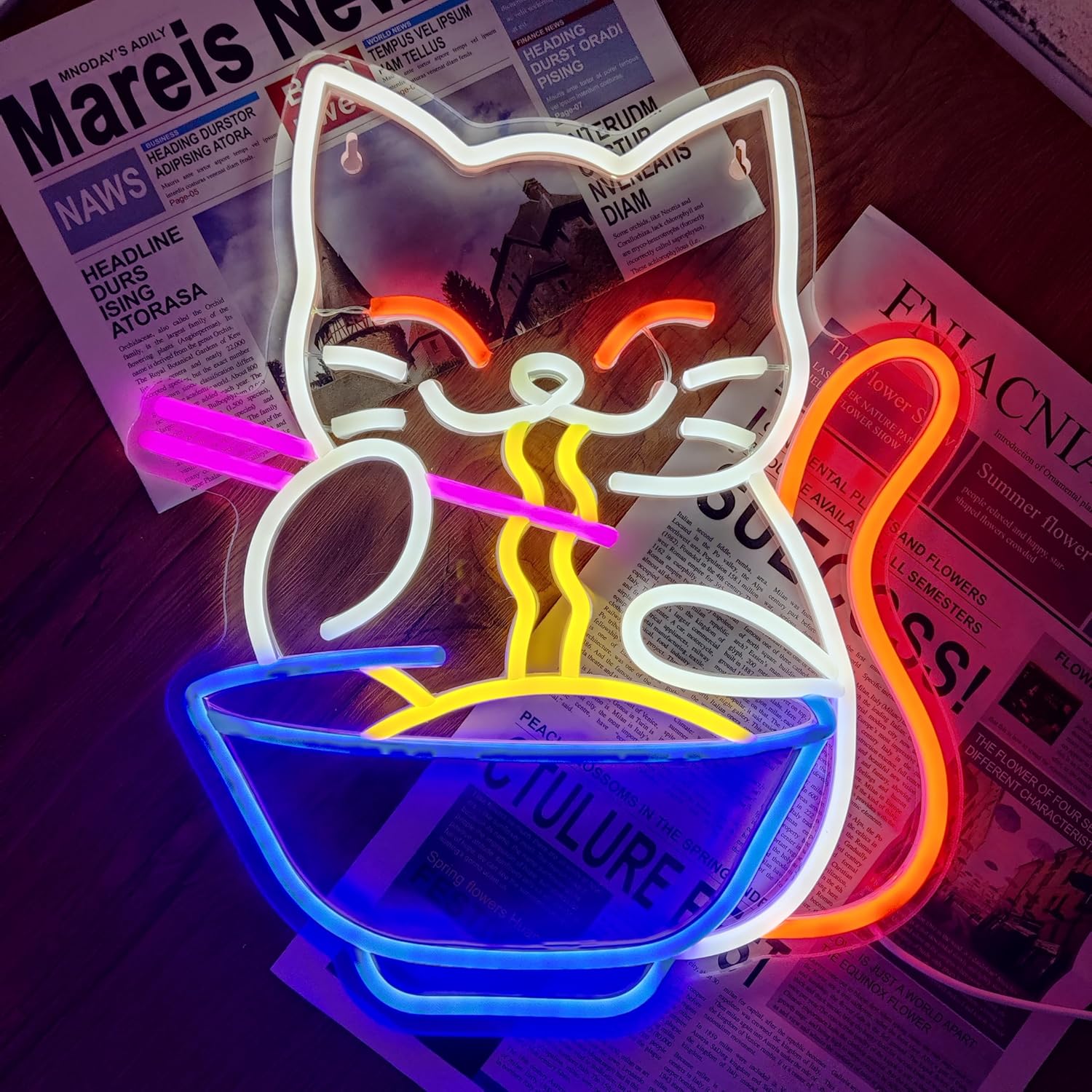 Lucky Cat Noodle LNeon Signs L - Outdoor Lighting For Store reseña y precio