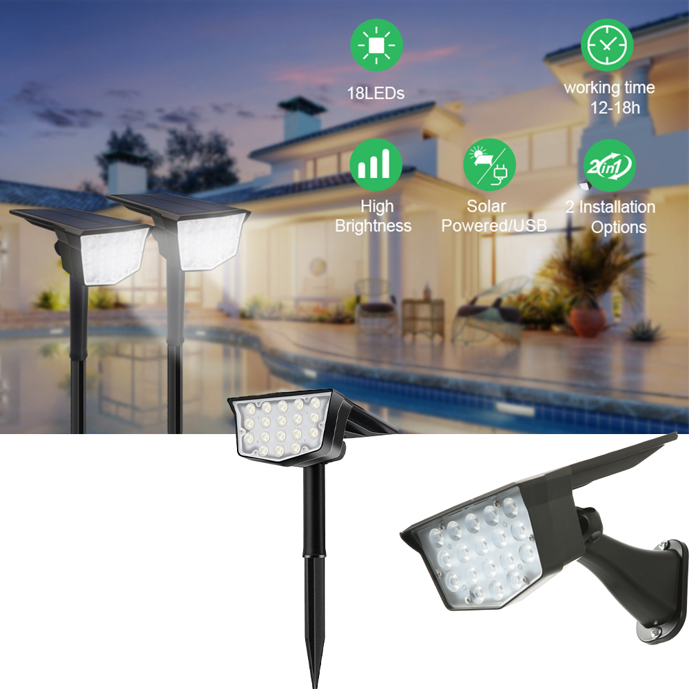 2 luces solares para exteriore - Outdoor Lighting Spotlight reseña y precio